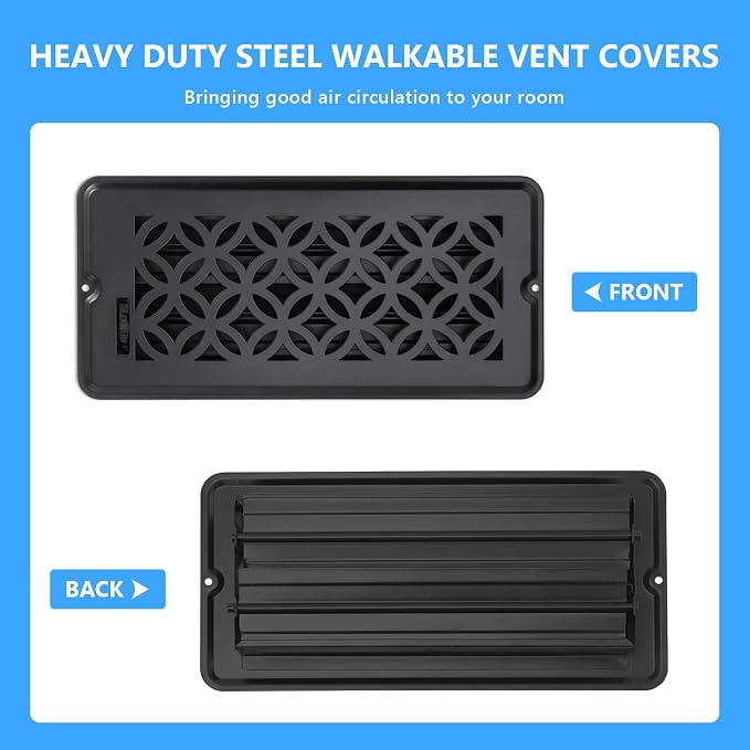 8 Pack Floor Vent Covers, Floor Register 4x10, Adjustable Decorative Vent Covers for Home Floor Ceiling or Sidewall Vent