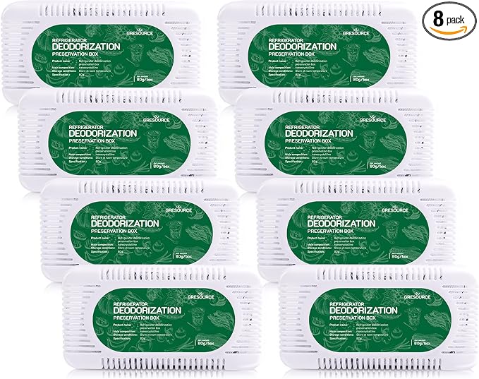 8 Pack Fridge Deodorizer, Refrigerator and Freezer Deodorizer Odor Eliminator Reusable, Unscented Activated Carbon Odor