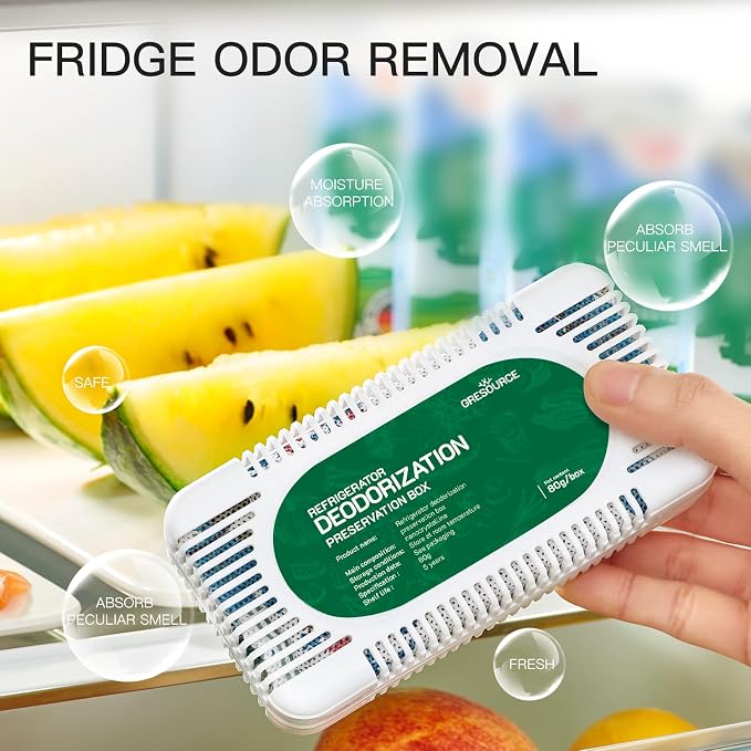 8 Pack Fridge Deodorizer, Refrigerator and Freezer Deodorizer Odor Eliminator Reusable, Unscented Activated Carbon Odor