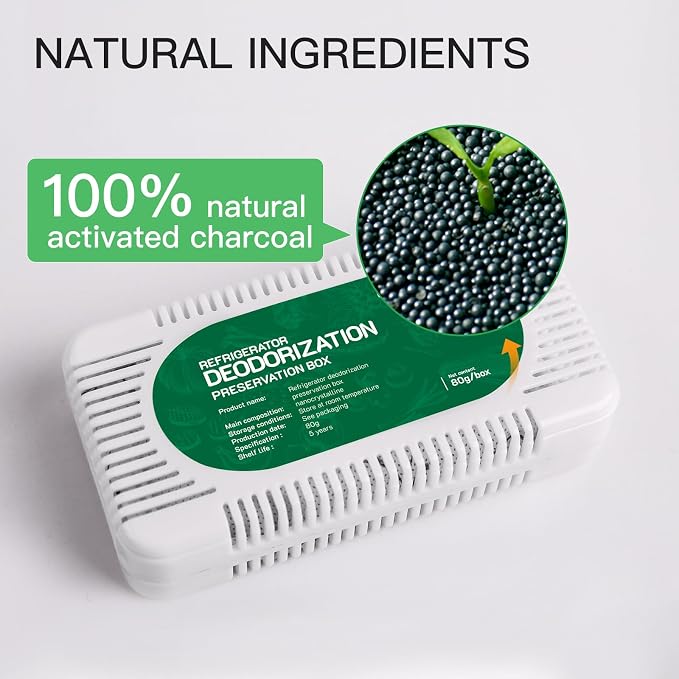 8 Pack Fridge Deodorizer, Refrigerator and Freezer Deodorizer Odor Eliminator Reusable, Unscented Activated Carbon Odor