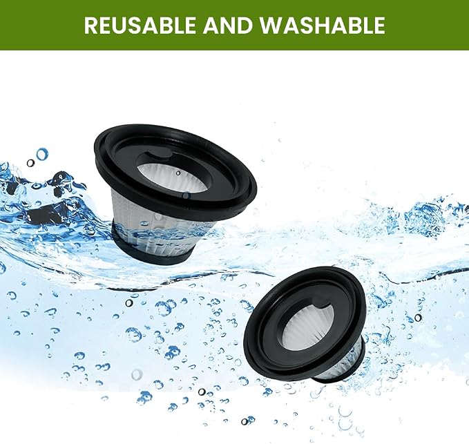 8 Pack HEPA Vacuum Filters Compatible with Compact Cordless Vacuum Cleaner,Vac Parts as Seen on TV,Washable and Reusable