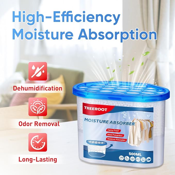 8 Pack Moisture Absorbers, 16 OZ Humidity Absorber Bucket, Moisture Absorbers for Closet, Dehumidifier Bucket for Wardrobes