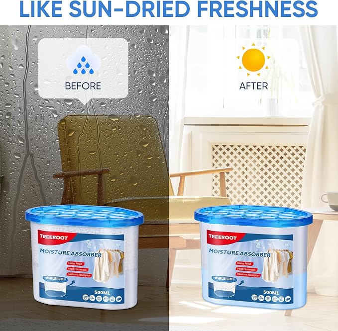 8 Pack Moisture Absorbers, 16 OZ Humidity Absorber Bucket, Moisture Absorbers for Closet, Dehumidifier Bucket for Wardrobes