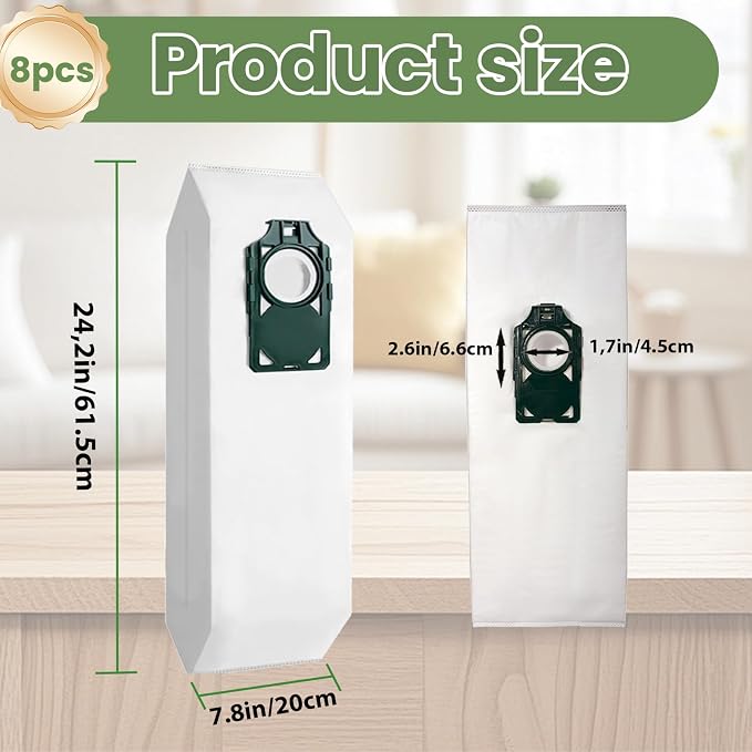 8 Pack Replacement HEPA RLH-6 Vacuum Bags for Supralite R10S, R10P, R10CV, R10D, R10O, R10SAND, R17,AND Upright