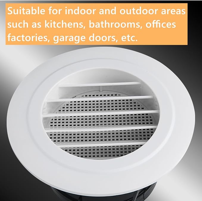 8 Pack Round Air Vent, 4 Inch ABS Louver Vent Cover with Built-in Fly Screen Mesh, Air Soffit Vent Ceiling Louver Grille