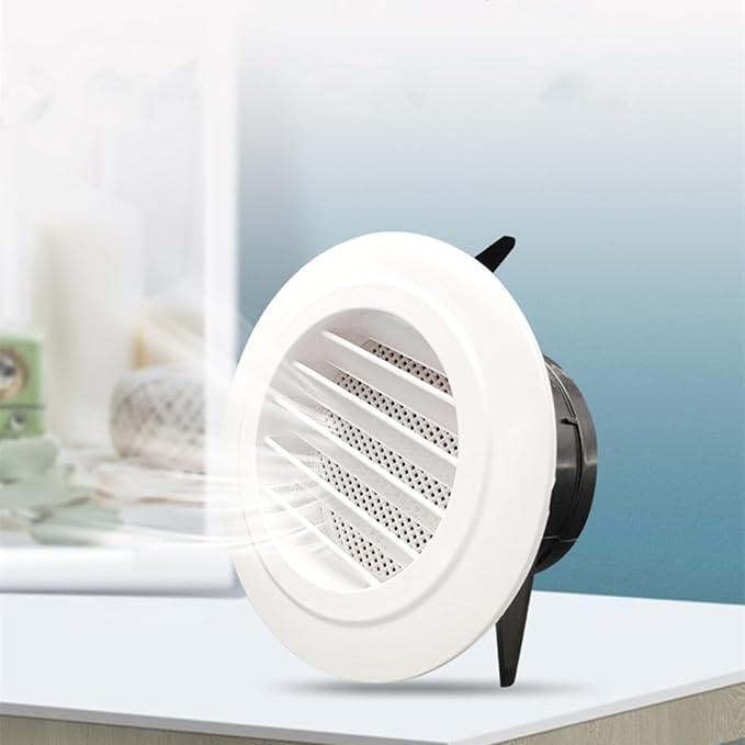 8 Pack Round Air Vent, 4 Inch ABS Louver Vent Cover with Built-in Fly Screen Mesh, Air Soffit Vent Ceiling Louver Grille