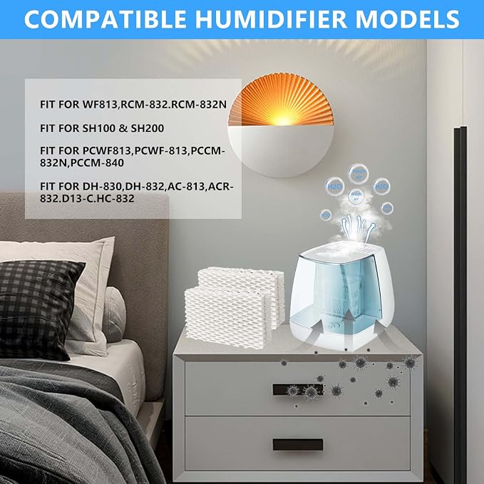 8 Pack Wf813 Eqwf813 Humidifier Filters Compatible with Equate Eqwf813 Eq-2119-Ul Relion RCM-832 RCM-832N ProCare PCCM-832N