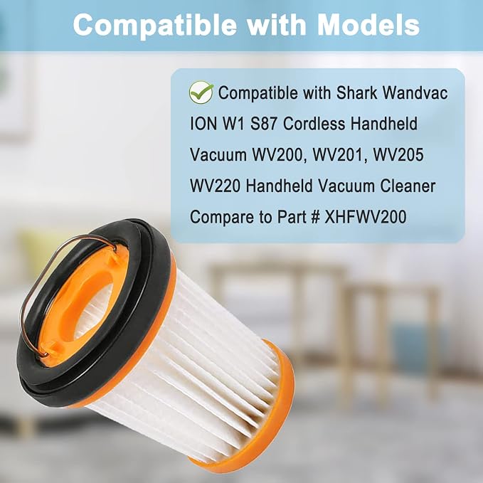 8 Pack WV201 Vacuum Filters Replacement for Shark Wandvac ION W1 S87 Cordless Handheld Vacuum WV200, WV201, WV205, WV220