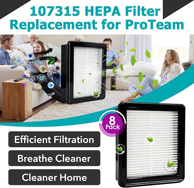 8 Packs 107315 HEPA Filter Replacement Compatible with Coach Pro 10 SC Pro 6 GoFree Flex Pro and ProVac FS 6