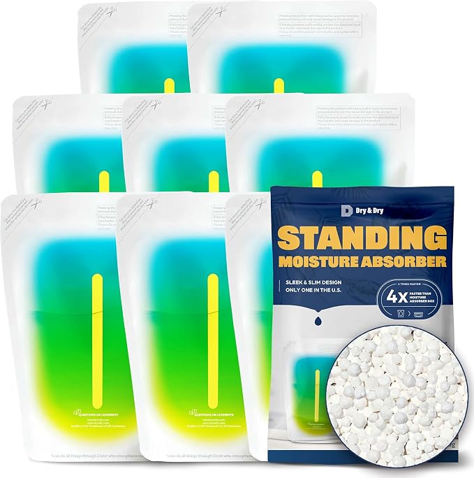 8 Packs Standing Moisture Absorbers for Basements, Closets, Bathrooms, Laundry Rooms - Control Excess Moisture White, product