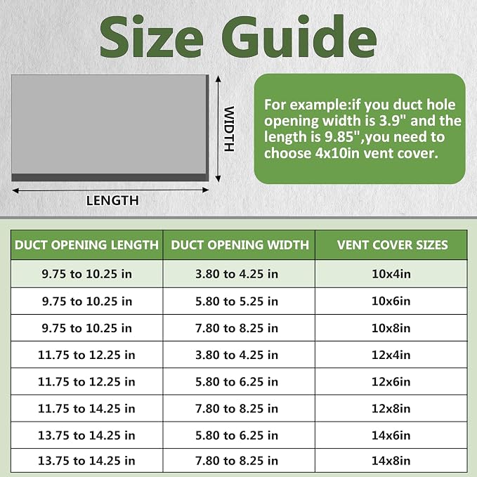 8 Pcs 10x4 Inch Air Vent Covers - 3-Way Solid Metal Wall & Ceiling Register, Return Air Vent (White, Interior Size 10 x 4)