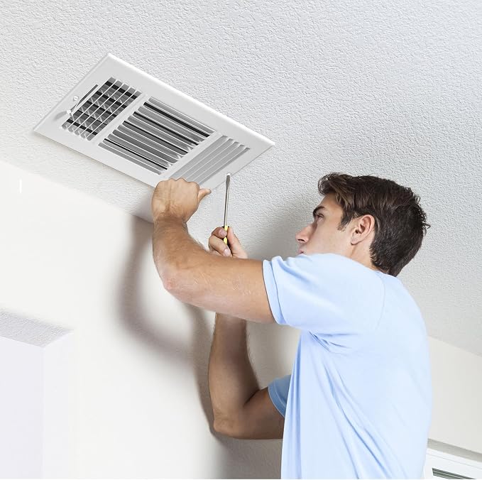 8 Pcs 10x8 Inch Air Vent Covers - 3-Way Solid Metal Wall & Ceiling Register, Return Air Vent (White, Interior Size 10 x 8)