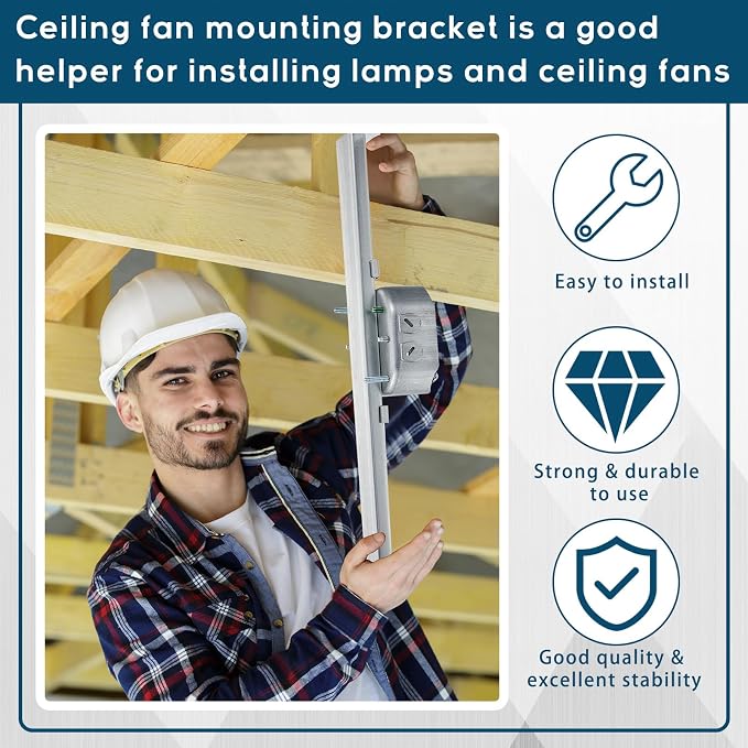 8 Pcs Adjustable Fan Electrical Box Brace for Ceiling Fans and Light Fixtures Ceiling Fan Mounting Bracket, 14.2 Inches in