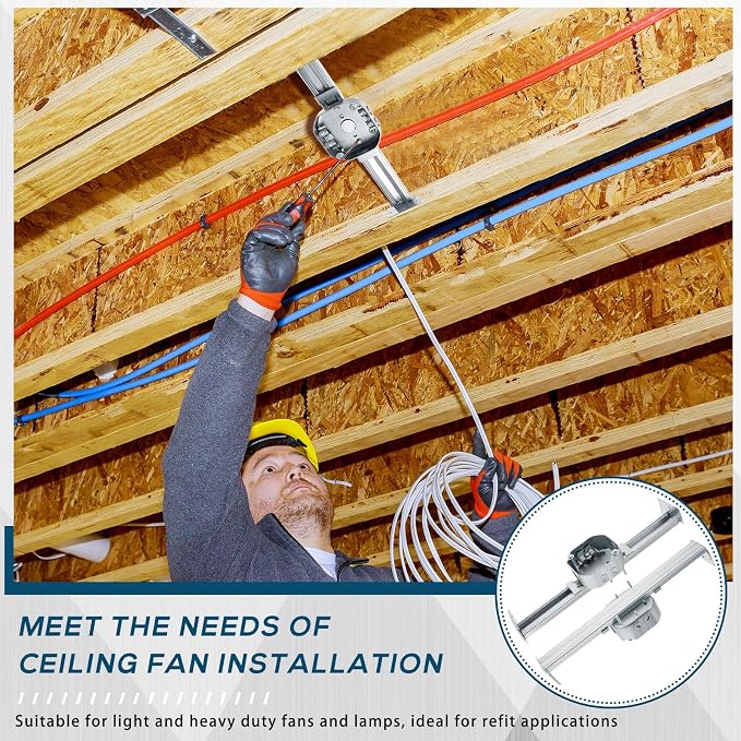 8 Pcs Adjustable Fan Electrical Box Brace for Ceiling Fans and Light Fixtures Ceiling Fan Mounting Bracket, 14.2 Inches in
