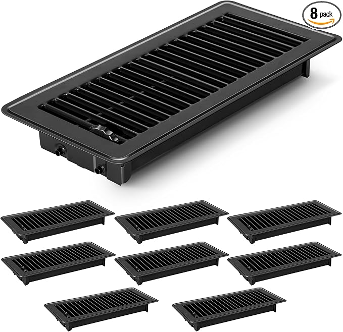 8 PCS Floor Vents Floor Registers 4x10 inch, Heavy Duty Metal Heat Air Vent Covers 4 X 10 with Rust Proof Finish for Home
