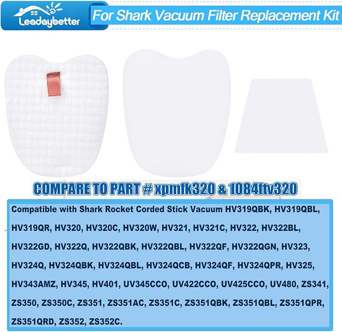 8 Pre-Filters (4 Foam+4 Felt) and 4 Post-Filters for Shark Rocket Zero-M Ultra-Light Corded Stick HV345 ZS350 ZS350C ZS351