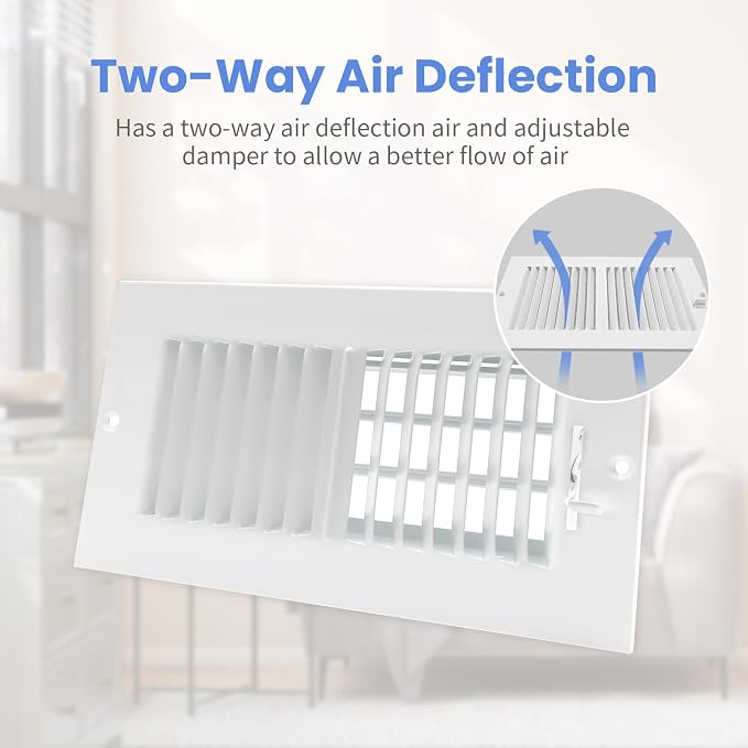 8 x 4 Inch [Duct Opening] Air Vent Covers for Wall or Ceiling - High Airflow 2 Way Steel Ventilation, alternate view 4