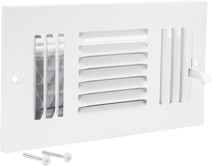 8 x 4 Inch Three-Way Ventilation Steel Sidewall/Ceiling Register, Steel Duct Opening, 61658, product image