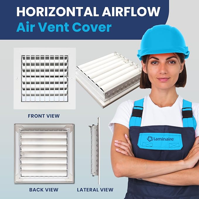 8" x 8" Duct Hole Aluminum Single Deflection Adjustable Air Supply Register, Decorative HVAC Vent Cover, Ceiling, alternate