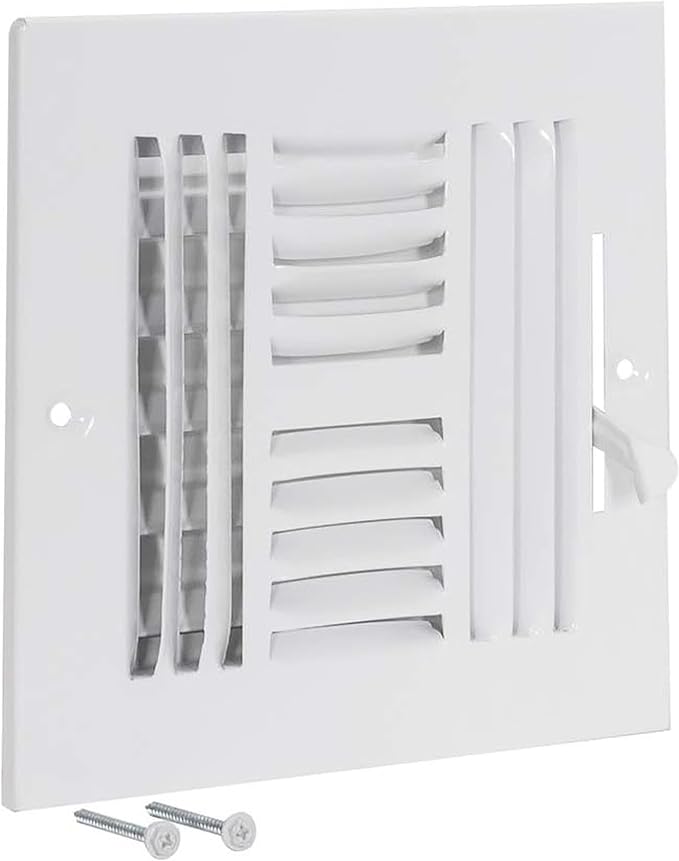 8 x 8 Inch (Duct Opening) Air Vent Cover for Wall or Ceiling, Four-Way Ventilation Register, Solid Steel HVAC