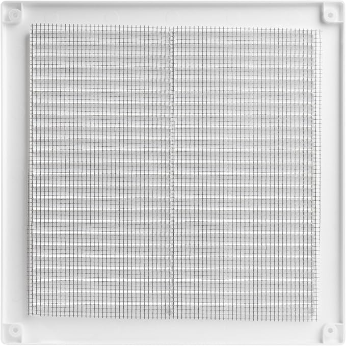 8" x 8" Inch (Opening Dimensions) - Pack of 10 - Plastic White Soffit Vent Cover - Flat Square Air Vent Grille, alternate