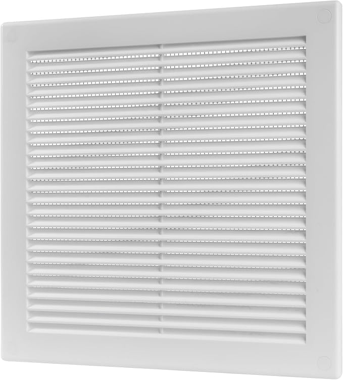 8" x 8" Inch (Opening Dimensions) - Pack of 10 - Plastic White Soffit Vent Cover - Flat Square Air Vent Grille, alternate