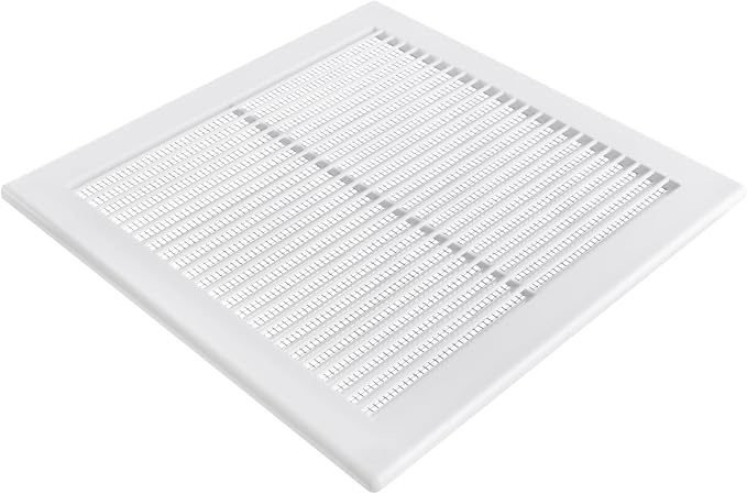 8'' x 8'' Inch Opening Measurement / White Square Vent External Grille with Protective Mesh - Lightweight Plastic Register /