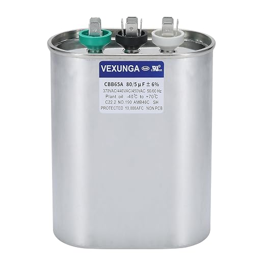 80/5 uF 80+5 MFD 370V 440V 450V Oval Dual Run Start AC Capacitor 80 5 uF 370 440 450 Volt VAC CBB65 Air