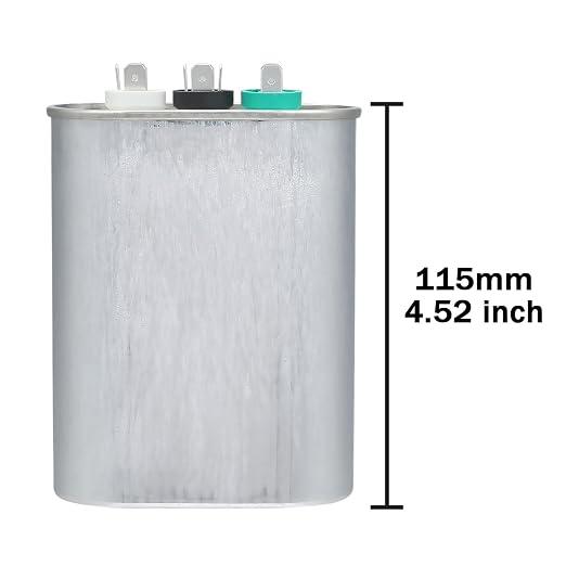80/5 uF 80+5 MFD 370V 440V 450V Oval Dual Run Start AC Capacitor 80 5 uF 370 440 450 Volt VAC CBB65 Air, alternate view 2