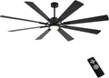 80" DC Ceiling Fan with Lights and 3 Downrods, Matte Black Ceiling Fan, 8 Plywood Blades, 6-Speed Reversible DC Motor, Large