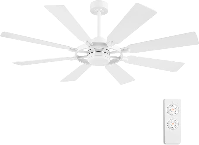 80 Inch Ceiling Fan with Lights and 3 Downrods, 8 Plywood Blades, 6-Speed Noiseless Reversible DC Motor, 3CCT, Windmill