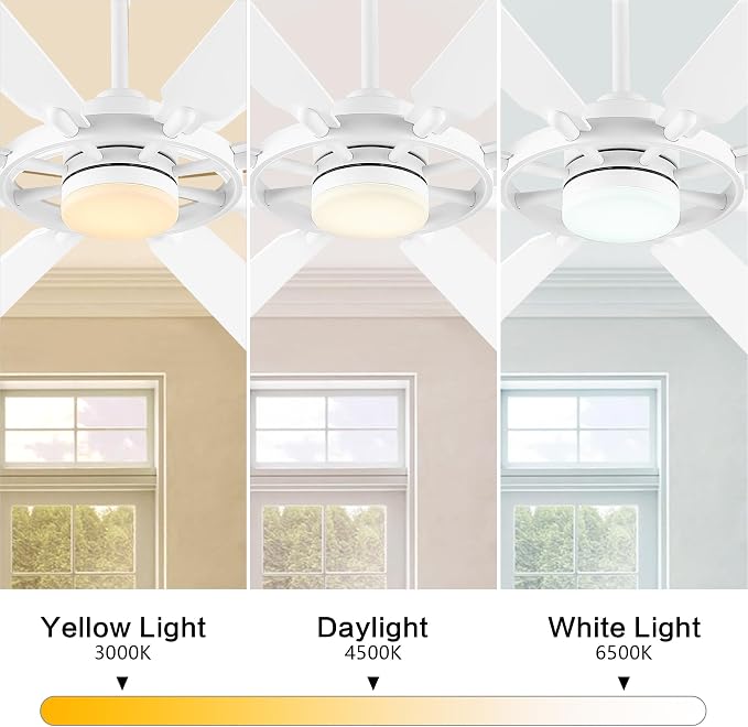 80 Inch Ceiling Fan with Lights and 3 Downrods, 8 Plywood Blades, 6-Speed Noiseless Reversible DC Motor, 3CCT, Windmill