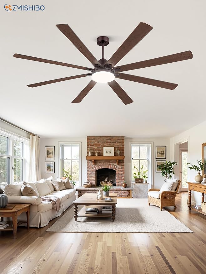 80 Inch Industrial Ceiling Fan, Indoor/Outdoor Ceiling Fans with Large LED Panel, Quiet Reversible DC Motor, 6-Speeds, 3CCT