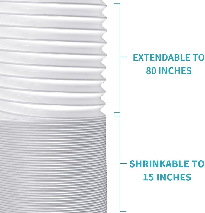 80" Length 5.9 Inch Diameter Portable Air Conditioner Hose, AC Exhaust Hose Anti-Clockwise Thread Air Conditioner Parts