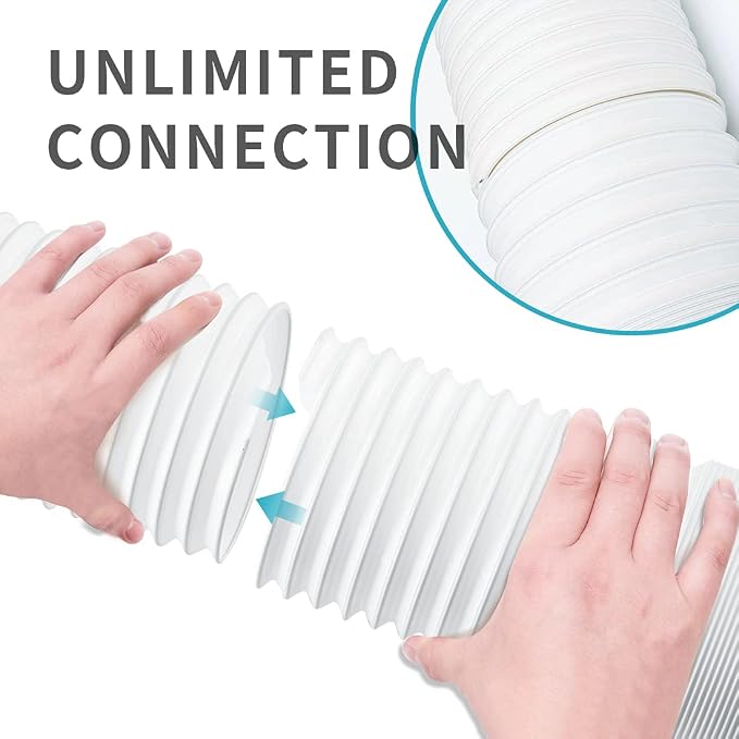 80" Length 5.9 Inch Diameter Portable Air Conditioner Hose, AC Exhaust Hose Anti-Clockwise Thread Air Conditioner Parts