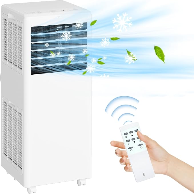 8000 BTU 3-in-1 Portable Air Conditioner – Efficient Cooling, Dehumidifier & Fan – Ultra Quiet Operation for Rooms Up to 350