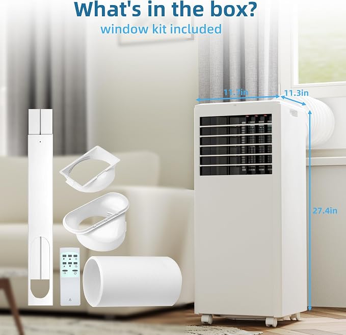 8000 BTU 3-in-1 Portable Air Conditioner – Efficient Cooling, Dehumidifier & Fan – Ultra Quiet Operation for Rooms Up to 350