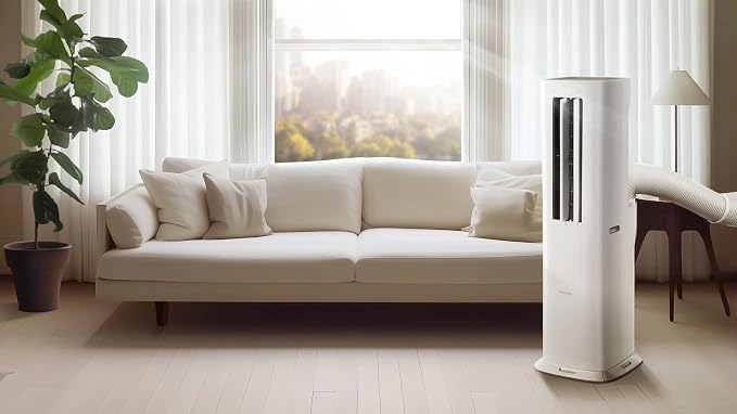 8000 BTU 350 Sq. Ft. with Inverter Compressor, Dual Hose Portable Tower Air Conditioner HIAP0825TWD, up to 350 Sq Ft., Wi‐Fi