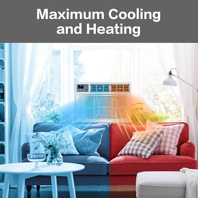 8000 BTU Air Conditioner Window Unit with Heat, 4-in-1 Window AC Unit Cooler, Heater, Dehumidifier & Fan with Timer