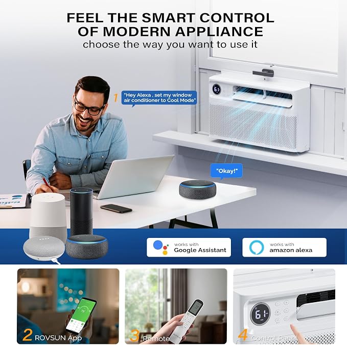 8000 BTU Inverter Window Air Conditioner with WiFi, Energy-Star Window AC Unit with Remote & App Control, alternate product