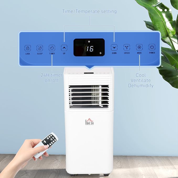 8000 BTU Mobile Portable Air Conditioner for Rooms Up to 344 Sq.Ft., 3-in-1 AC Unit with Dehumidifier, Cooling Fan, Remote