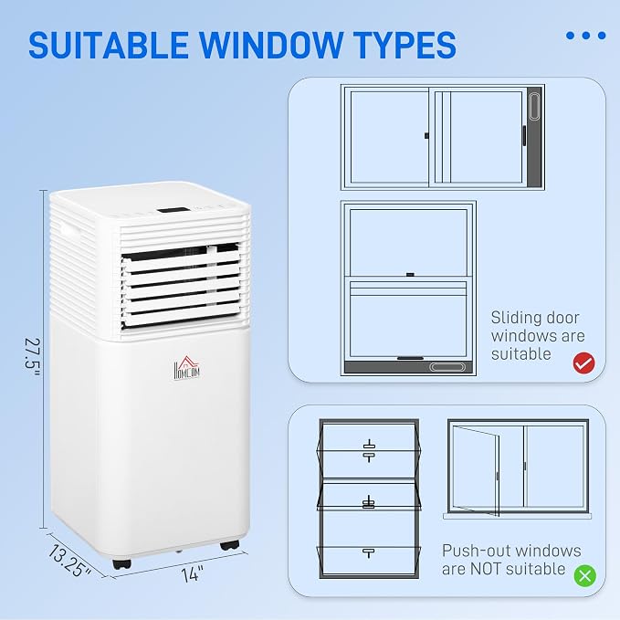 8000 BTU Mobile Portable Air Conditioner for Rooms Up to 344 Sq.Ft., 3-in-1 AC Unit with Dehumidifier, Cooling Fan, Remote