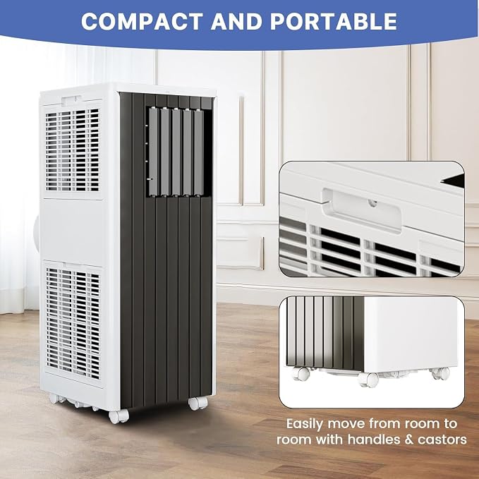 8000 BTU Portable Air Conditioner, 3 in-1 AC Unit with Fan & Dehumidifier, Quiet Cooling for Rooms Up to 350 Sq.Ft, Remote