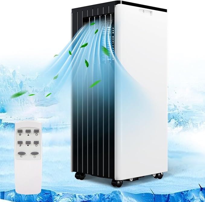 8000 BTU Portable Air Conditioner, 3 in-1 AC Unit with Fan & Dehumidifier, Quiet Cooling for Rooms Up to 350 Sq.Ft, Remote