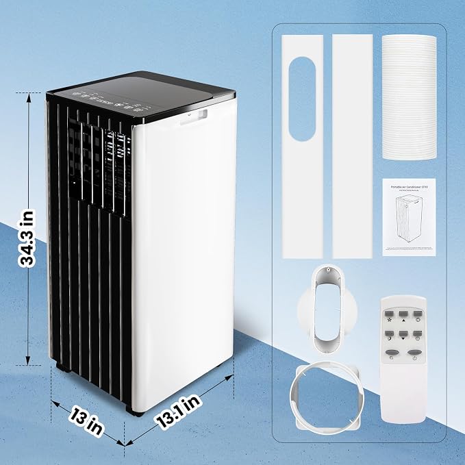 8000 BTU Portable Air Conditioner, 3 in-1 AC Unit with Fan & Dehumidifier, Quiet Cooling for Rooms Up to 350 Sq.Ft, Remote