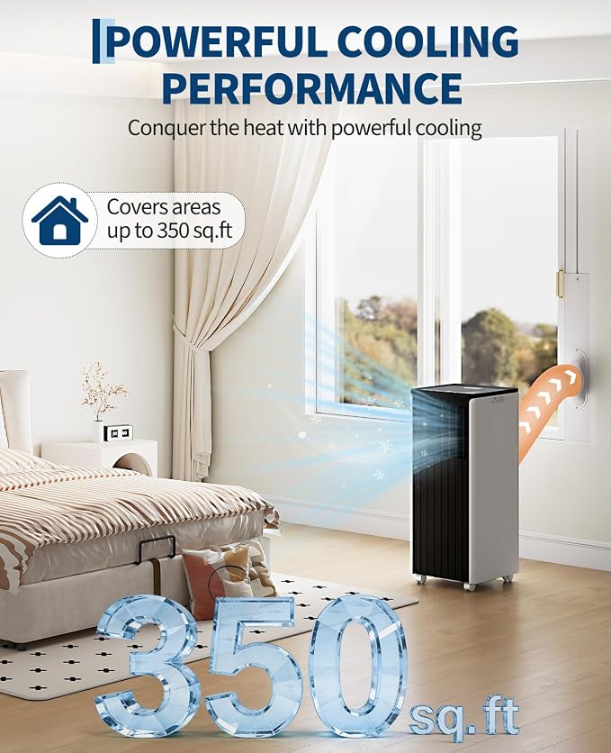 8000 BTU Portable Air Conditioner, 3-in-1 Cooling, Dehumidifier & Fan for Rooms Up to 350 Sq. Ft. | Sleep Mode |