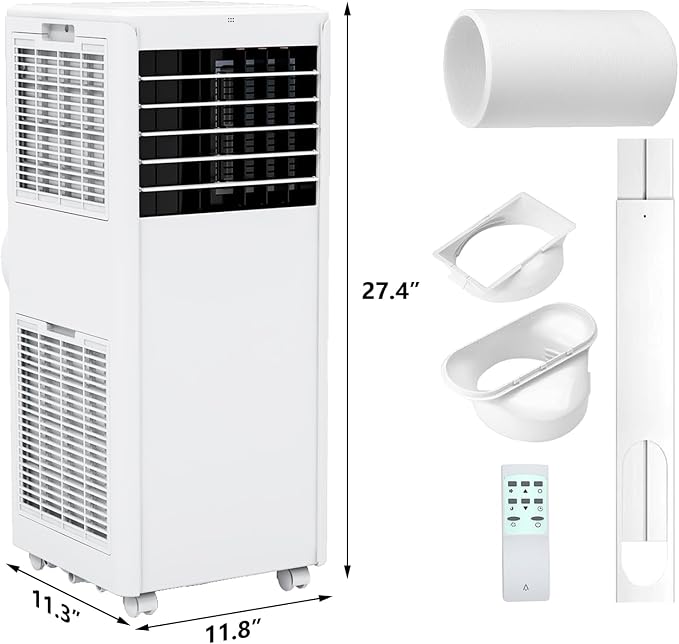 8000 BTU Portable Air Conditioner 3 in 1 Cooling Dehumidifier Fan for Rooms Up to 350 Sq ft, Quiet AC Unit with 24H Timer