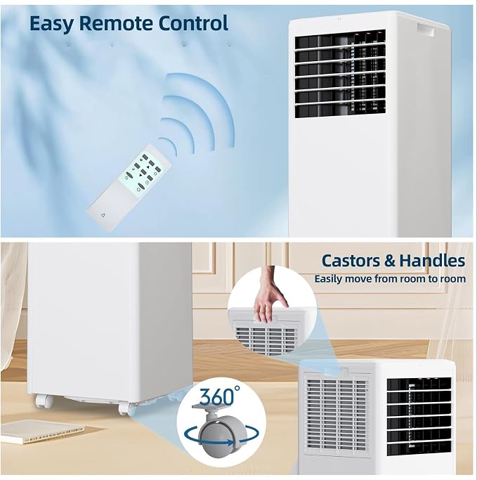 8000 BTU Portable Air Conditioner 3 in 1 Cooling Dehumidifier Fan for Rooms Up to 350 Sq ft, Quiet AC Unit with 24H Timer