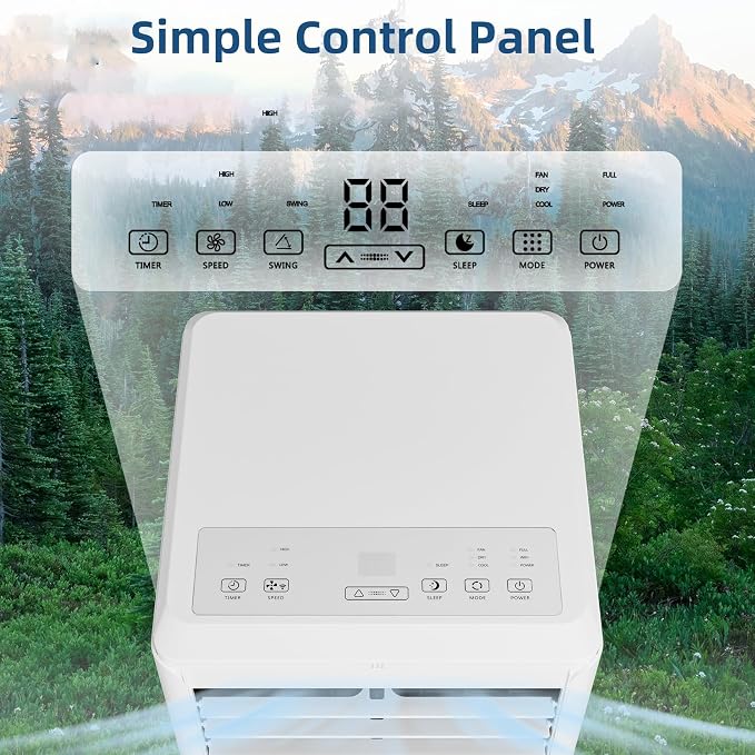 8000 BTU Portable Air Conditioner 3 in 1 Cooling Dehumidifier Fan for Rooms Up to 350 Sq ft, Quiet AC Unit with 24H Timer