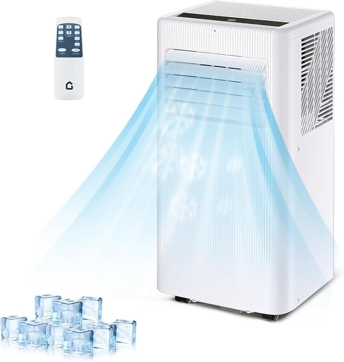 8000 BTU Portable Air Conditioner - 3 in-1 Cooling Unit with Remote, LED Display & 24H Timer, Free Standing AC for Rooms Up
